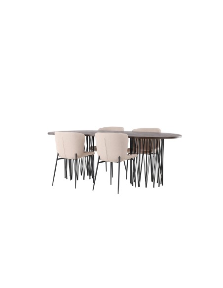 Matgrupp Stone med Modesto matstolar, 220 × 100 cm