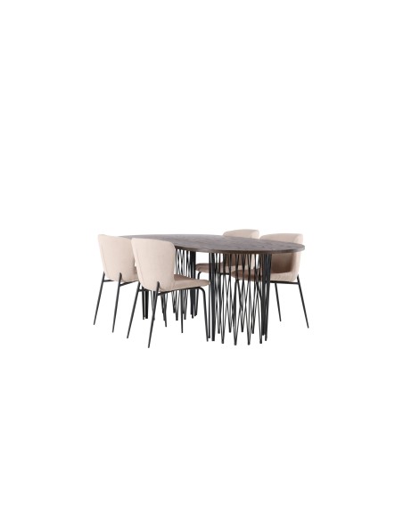 Matgrupp Stone med Modesto matstolar, 220 × 100 cm