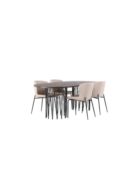 Matgrupp Stone med Modesto matstolar, 220 × 100 cm
