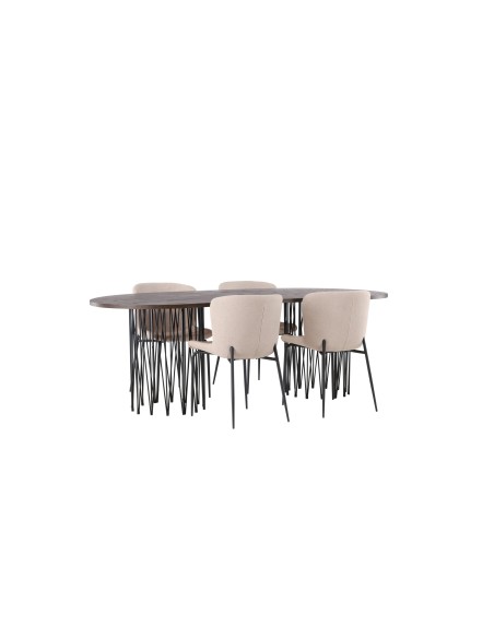 Matgrupp Stone med Modesto matstolar, 220 × 100 cm