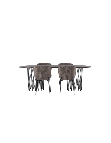 Matgrupp Stone med Modesto matstolar, 220 × 100 cm