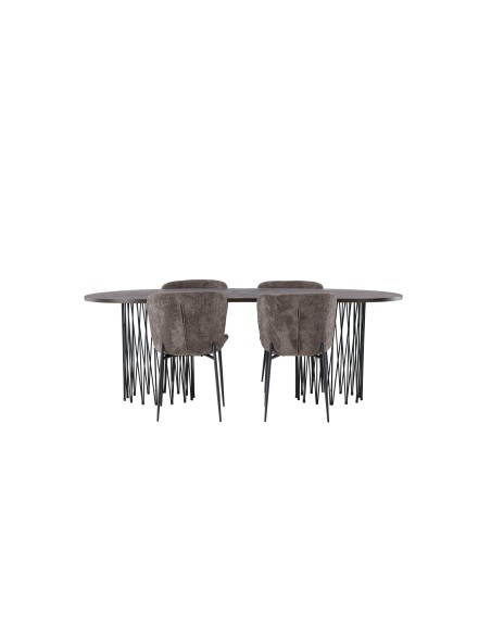 Matgrupp Stone med Modesto matstolar, 220 × 100 cm