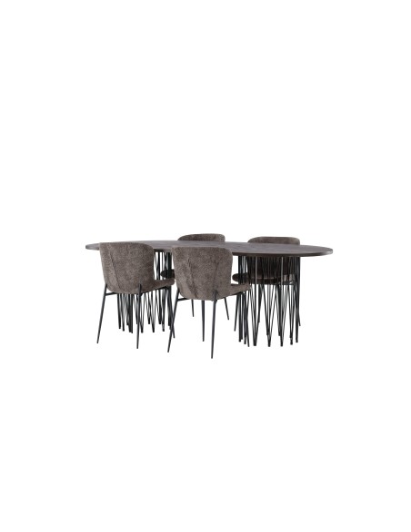 Matgrupp Stone med Modesto matstolar, 220 × 100 cm