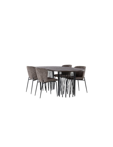 Matgrupp Stone med Modesto matstolar, 220 × 100 cm