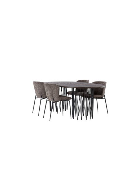 Matgrupp Stone med Modesto matstolar, 220 × 100 cm