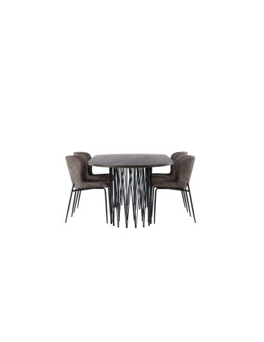 Matgrupp Stone med Modesto matstolar, 220 × 100 cm