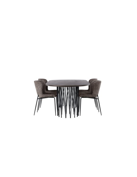 Matgrupp Stone med Modesto matstolar, 220 × 100 cm