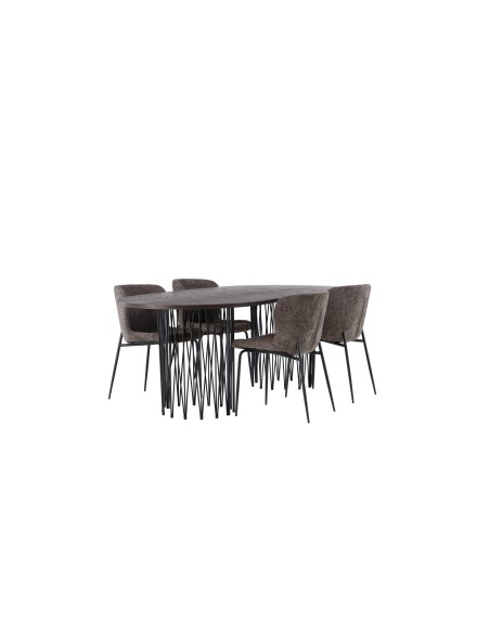 Matgrupp Stone med Modesto matstolar, 220 × 100 cm