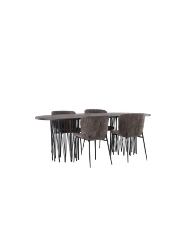 Matgrupp Stone med Modesto matstolar, 220 × 100 cm
