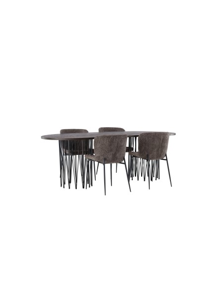 Matgrupp Stone med Modesto matstolar, 220 × 100 cm