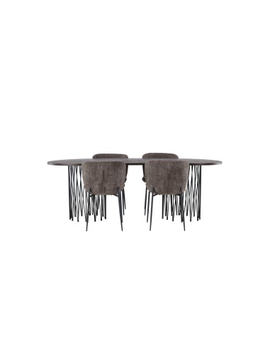 Matgrupp Stone med Modesto matstolar, 220 × 100 cm