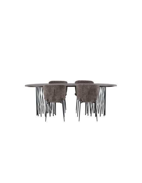 Matgrupp Stone med Modesto matstolar, 220 × 100 cm