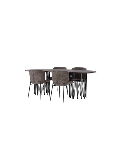 Matgrupp Stone med Modesto matstolar, 220 × 100 cm