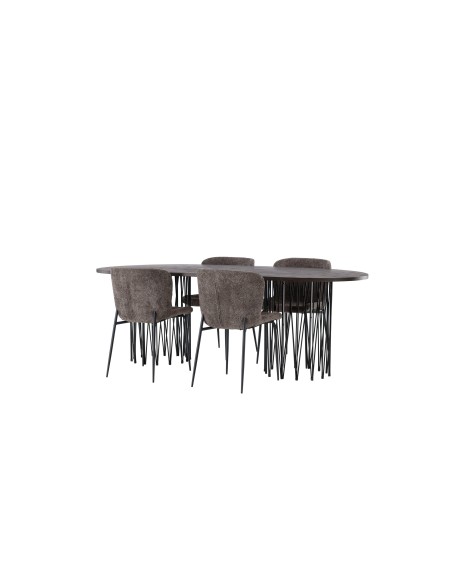 Matgrupp Stone med Modesto matstolar, 220 × 100 cm
