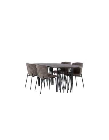 Matgrupp Stone med Modesto matstolar, 220 × 100 cm