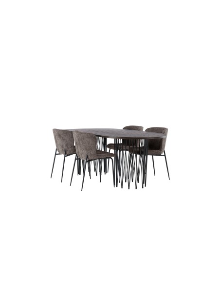 Matgrupp Stone med Modesto matstolar, 220 × 100 cm