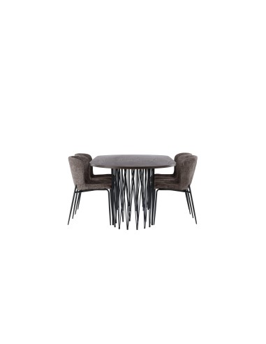 Matgrupp Stone med Modesto matstolar, 220 × 100 cm