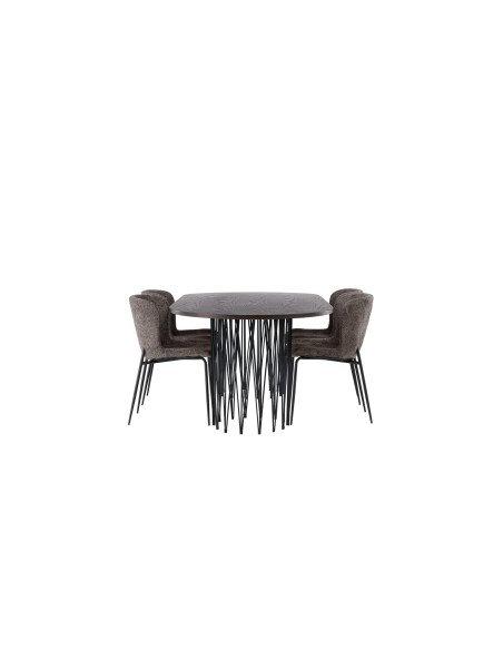 Matgrupp Stone med Modesto matstolar, 220 × 100 cm