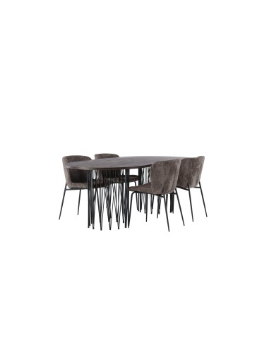 Matgrupp Stone med Modesto matstolar, 220 × 100 cm