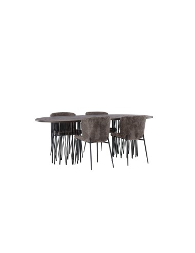 Matgrupp Stone med Modesto matstolar, 220 × 100 cm