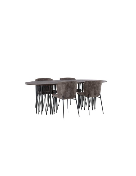 Matgrupp Stone med Modesto matstolar, 220 × 100 cm