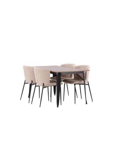 Matgrupp Tempe med Modesto matstolar, 140 × 80 cm