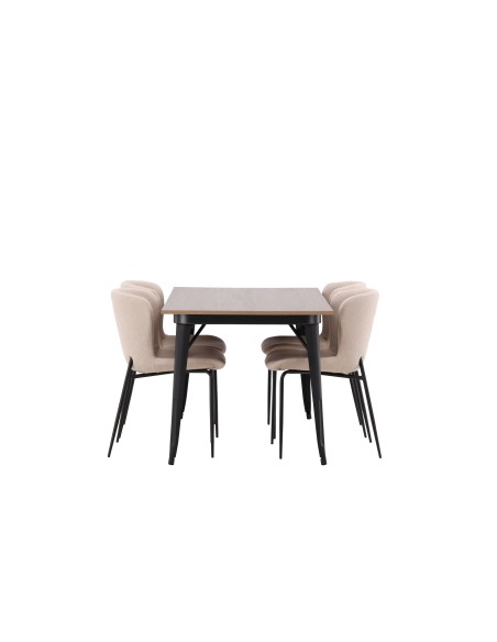Matgrupp Tempe med Modesto matstolar, 140 × 80 cm