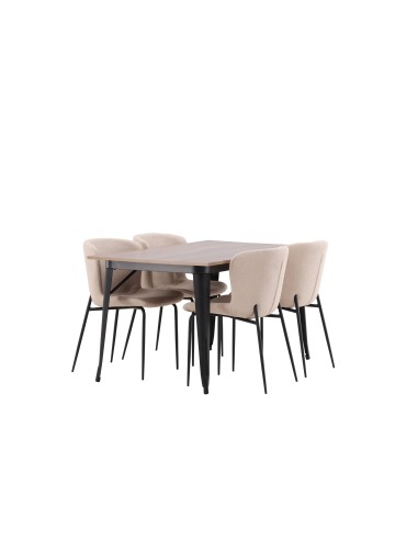 Matgrupp Tempe med Modesto matstolar, 140 × 80 cm