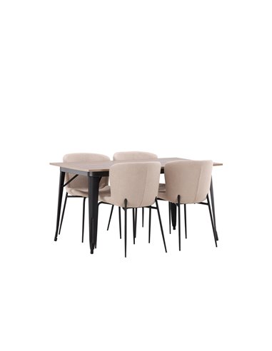 Matgrupp Tempe med Modesto matstolar, 140 × 80 cm