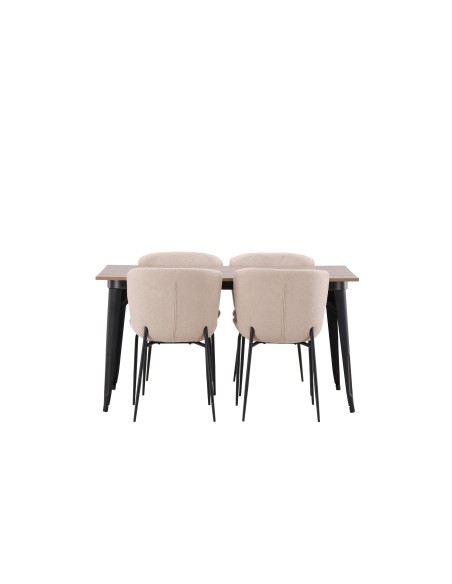 Matgrupp Tempe med Modesto matstolar, 140 × 80 cm