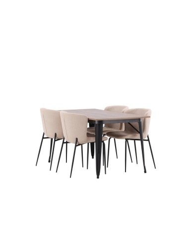 Matgrupp Tempe med Modesto matstolar, 140 × 80 cm