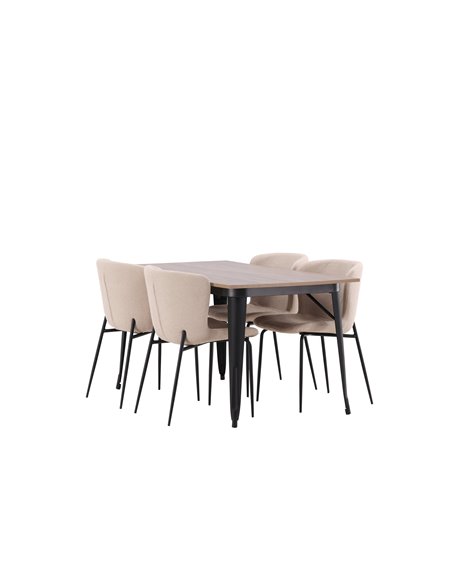 Matgrupp Tempe med Modesto matstolar, 140 × 80 cm