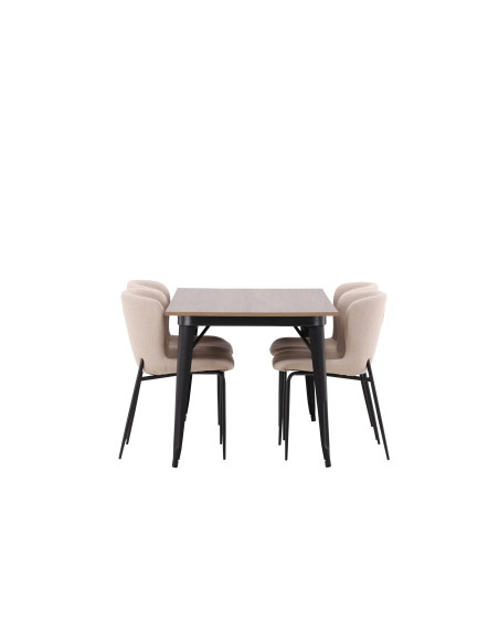 Matgrupp Tempe med Modesto matstolar, 140 × 80 cm