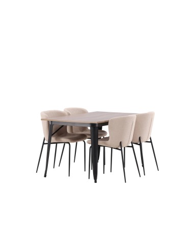 Matgrupp Tempe med Modesto matstolar, 140 × 80 cm