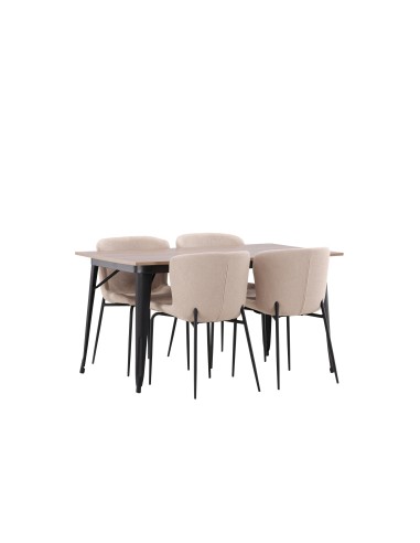Matgrupp Tempe med Modesto matstolar, 140 × 80 cm