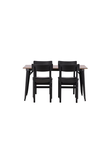 Matgrupp Tempe med Montros matstolar, 140 × 80 cm
