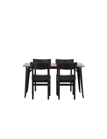 Matgrupp Tempe med Montros matstolar, 140 × 80 cm