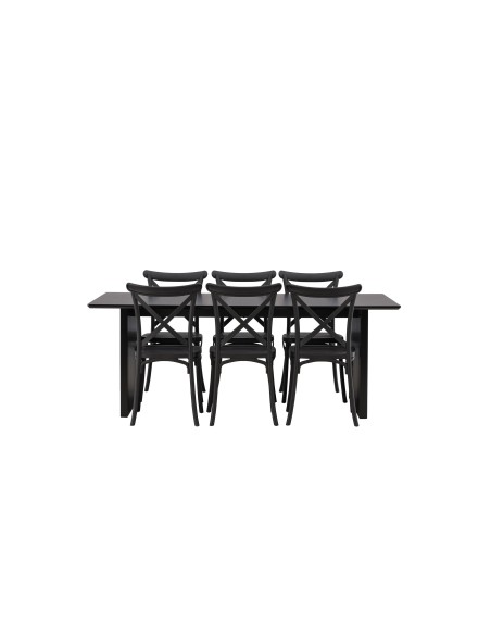 Matgrupp Vail med Crosett matstolar, 200 × 100 cm