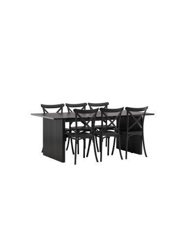 Matgrupp Vail med Crosett matstolar, 200 × 100 cm