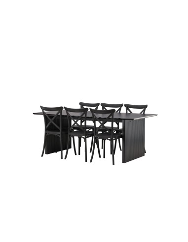 Matgrupp Vail med Crosett matstolar, 200 × 100 cm