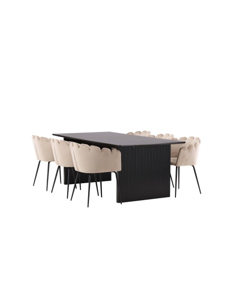 Matgrupp Vail med Limhamn matstolar, 200 × 100 cm