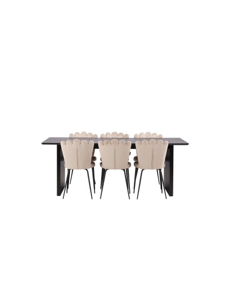 Matgrupp Vail med Limhamn matstolar, 200 × 100 cm