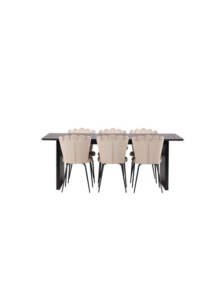 Matgrupp Vail med Limhamn matstolar, 200 × 100 cm