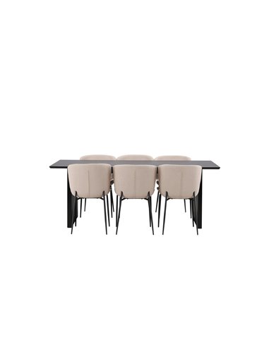 Matgrupp Vail med Modesto matstolar, 200 × 100 cm