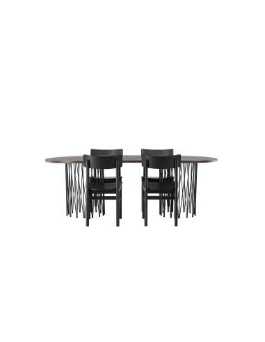 Matgrupp Stone med Montros matstolar, 220 × 100 cm