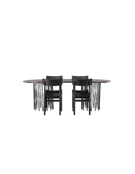 Matgrupp Stone med Montros matstolar, 220 × 100 cm