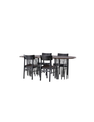 Matgrupp Stone med Montros matstolar, 220 × 100 cm