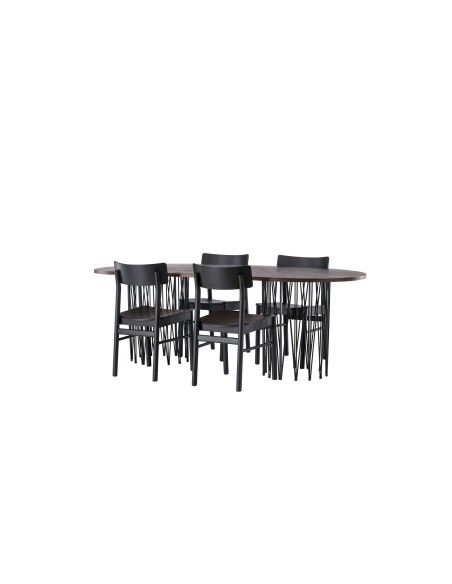 Matgrupp Stone med Montros matstolar, 220 × 100 cm