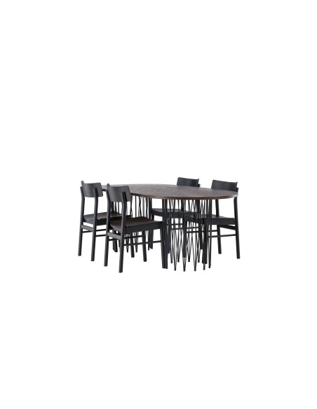 Matgrupp Stone med Montros matstolar, 220 × 100 cm