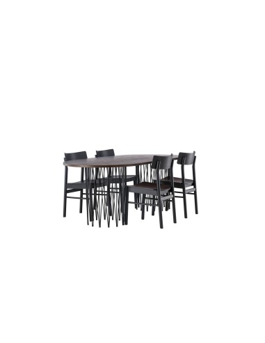Matgrupp Stone med Montros matstolar, 220 × 100 cm